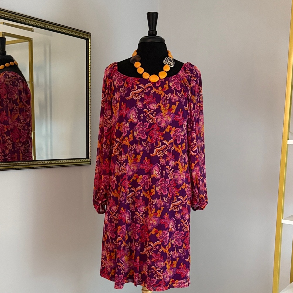 Vibrant Floral Long Sleeve Dress